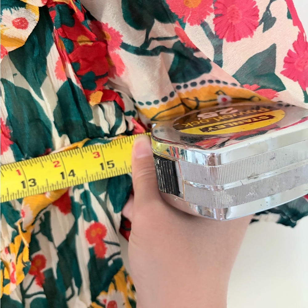 NWT $258 Farm Rio x Anthropologie Puff-Sleeve Fitted Mini Dress M - Picture 11 of 13